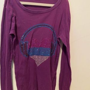 Glitter heart with headphones shirt